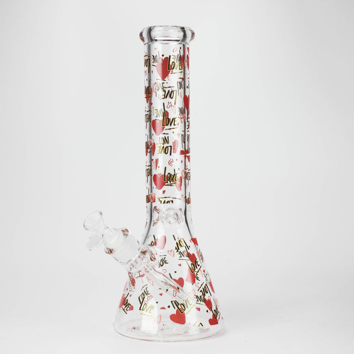 14" Love Design 7mm Thick Heavy Duty Glass Beaker Bong Glass Bong 777 Smoke Design1
