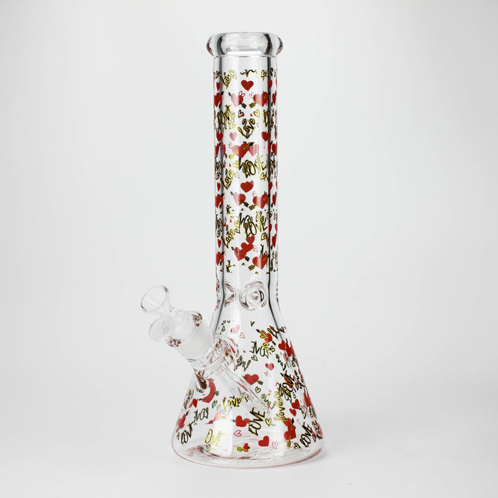 14" Love Design 7mm Thick Heavy Duty Glass Beaker Bong Glass Bong 777 Smoke Design2