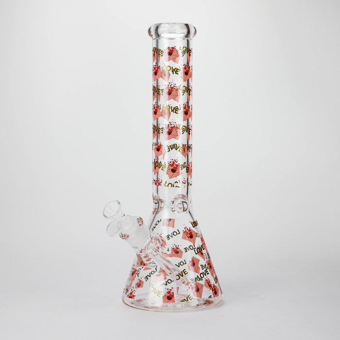 14" Love Design 7mm Thick Heavy Duty Glass Beaker Bong Glass Bong 777 Smoke Design3