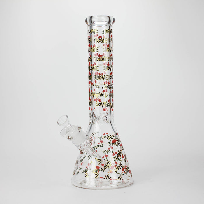 14" Love Design 7mm Thick Heavy Duty Glass Beaker Bong Glass Bong 777 Smoke Design4
