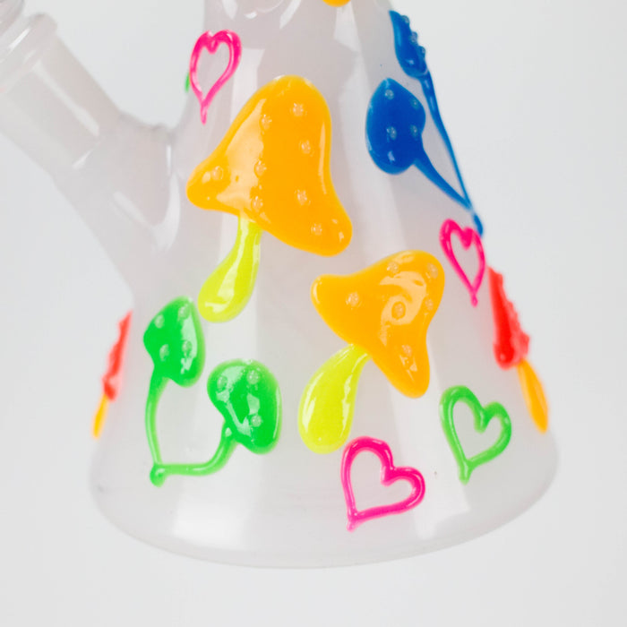 10" 3D Love Mushroom Design Glass Beaker Bong Glass Bong 777 Smoke