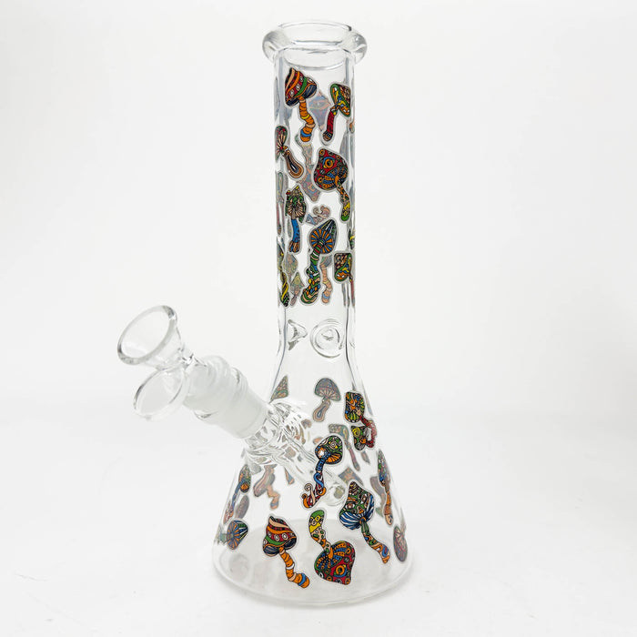 10" Cartoon Mushroom Design Glass Beaker Bong – Glow in the Dark