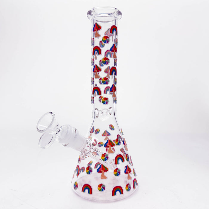 10" Cartoon Mushroom Design Glass Beaker Bong – Glow in the Dark