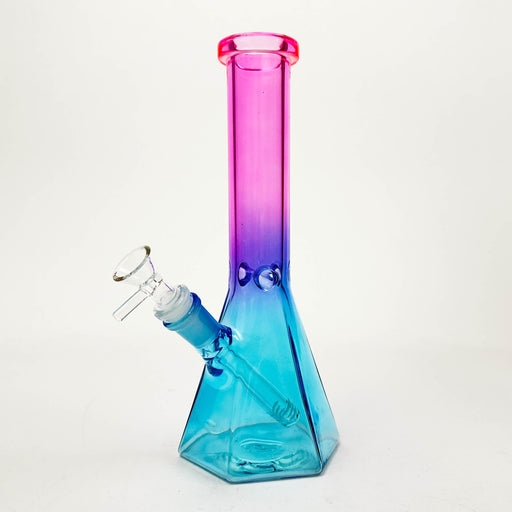 Z10" Two-Tone Color Glass Beaker Bong with Octagon Base Glass Bong 777 Smoke Pink Blue