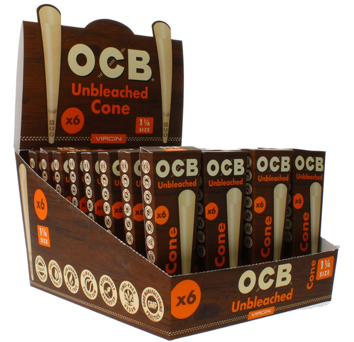 OCB - Virgin Unbleached Cone 1 1/4 (PACK OF 32) [SMK655] Pre-rolled Cone (Display Pack) NIBO Distribution