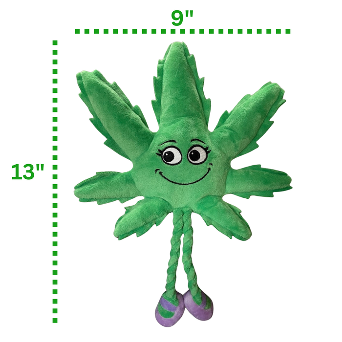 Mary Jane the Marijuana Leaf - Squeaky Dog Toy & Shelf-Sitter Plushie - 13" For Pet PAW:20