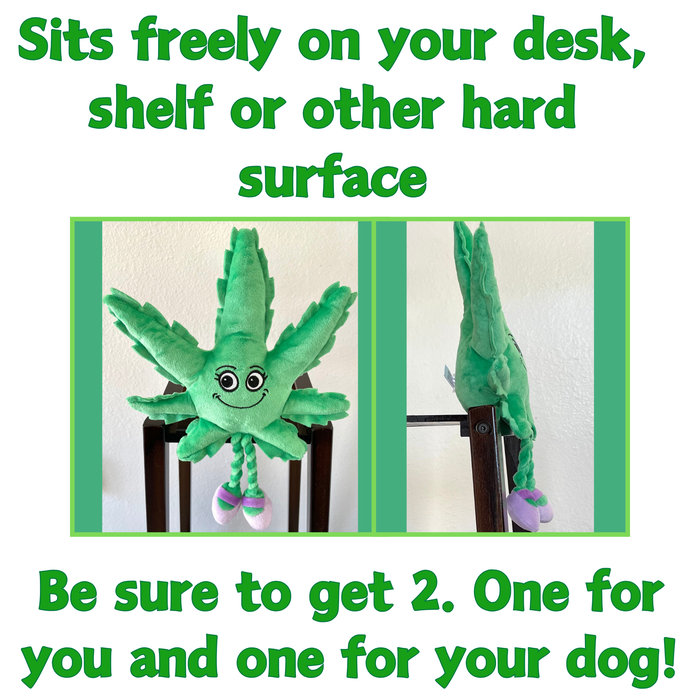 Mary Jane the Marijuana Leaf - Squeaky Dog Toy & Shelf-Sitter Plushie - 13" For Pet PAW:20