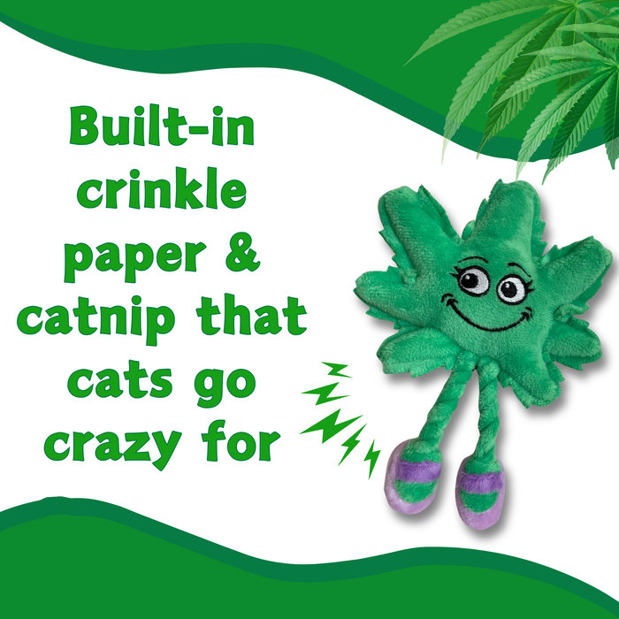 Lil' Mary Jane the Marijuana Leaf - Plush Catnip Cat Toy - 6" For Pet PAW:20