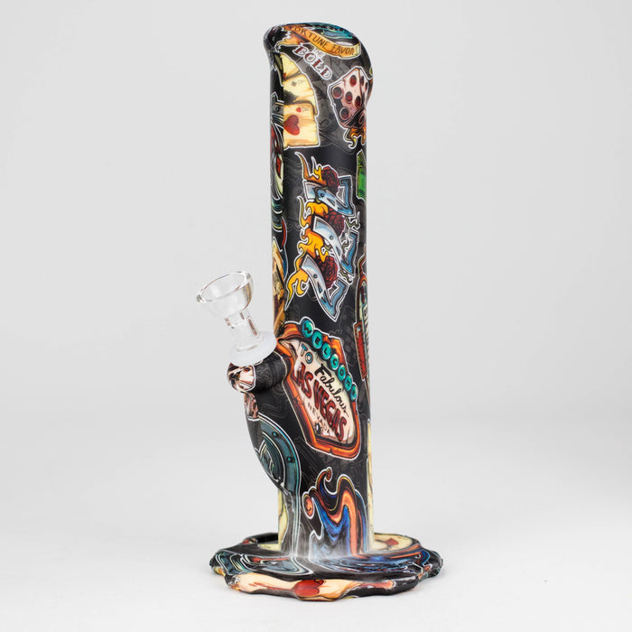 HIT | Art Silicone 10" Tube Water pipe with Glass bowl [HIT313]-Assorted designs Resin · Silicone · Plastic Bong NIBO Distribution