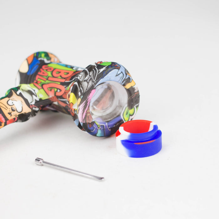 Art Silicone 7" Hammer Bubbler with Glass Bowl, Dabber and Wax Container [PIP121] Silicone Pipe NIBO Distribution