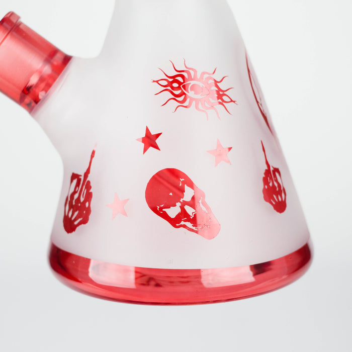 FOGGX | 14" Sandblasted Frosted Small Skull Beaker Glass Water Pipe – 7mm Thick [FT1649ATS] Glass Bong LEHIGH WHOLESALE