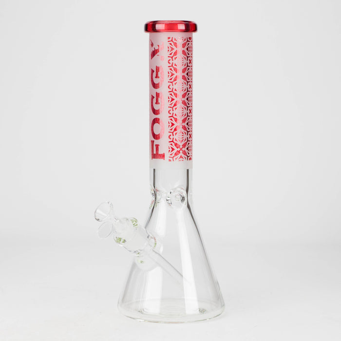 FOGGX | 14" Sandblasted Beaker Glass Water Pipe – 7mm Thick [FT292] Glass Bong LEHIGH WHOLESALE Red