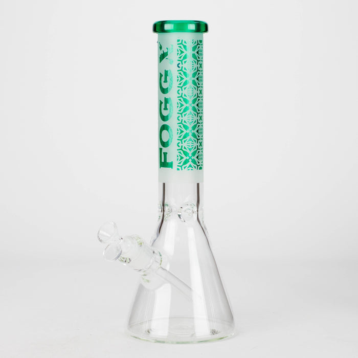 FOGGX | 14" Sandblasted Beaker Glass Water Pipe – 7mm Thick [FT292] Glass Bong LEHIGH WHOLESALE Green