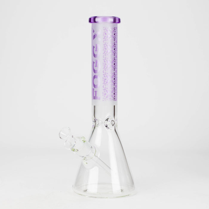 FOGGX | 14" Sandblasted Beaker Glass Water Pipe – 7mm Thick [FT292] Glass Bong LEHIGH WHOLESALE Purple