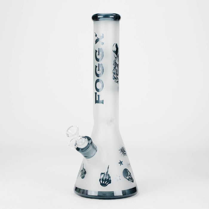 FOGGX | 14" Sandblasted Frosted Small Skull Beaker Glass Water Pipe – 7mm Thick [FT1649ATS] Glass Bong LEHIGH WHOLESALE Gray