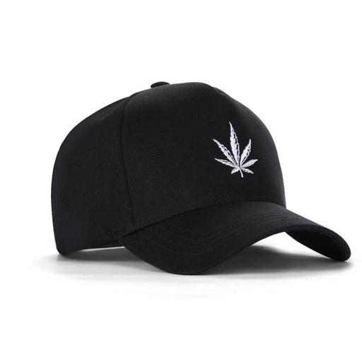 High-Crown 5-Panel Embroidered Leaf Cap-Black Hat & Toque Super Supplys Inc