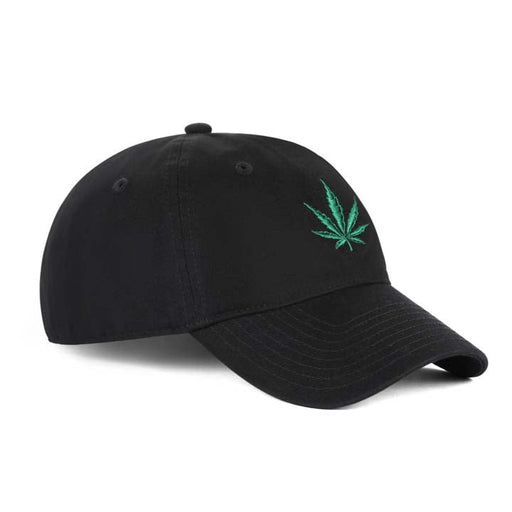 Low-Crown 6-Panel Embroidered Leaf Cap-Black Hat & Toque Super Supplys Inc