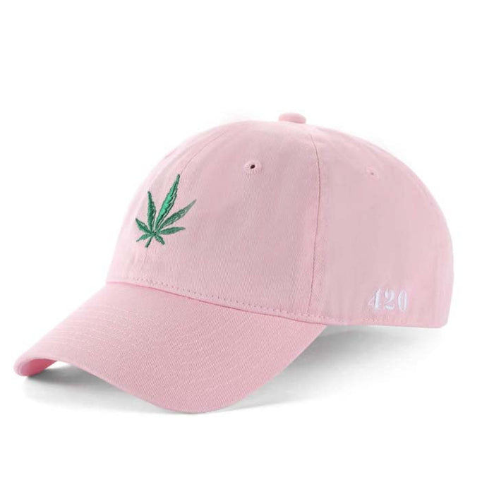 Low-Crown 6-Panel Embroidered Leaf Cap-Pink Hat & Toque Super Supplys Inc