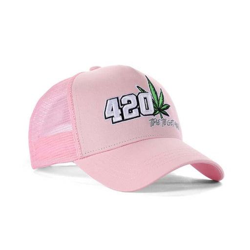High-Crown 5-Panel “420” Embroidered Cap - Pink Hat & Toque Super Supplys Inc