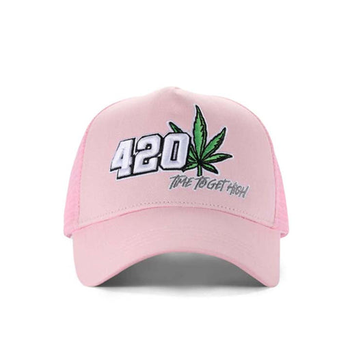 High-Crown 5-Panel “420” Embroidered Cap - Pink Hat & Toque Super Supplys Inc