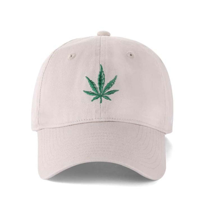 Low-Crown 6-Panel Embroidered Leaf Cap - Beige Hat & Toque Super Supplys Inc
