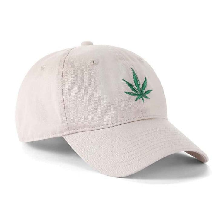 Low-Crown 6-Panel Embroidered Leaf Cap - Beige Hat & Toque Super Supplys Inc
