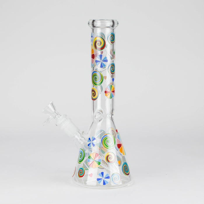10" Glass Beaker Bong – Lollipops Design (Glow in the Dark) Glass Bong 777 Smoke
