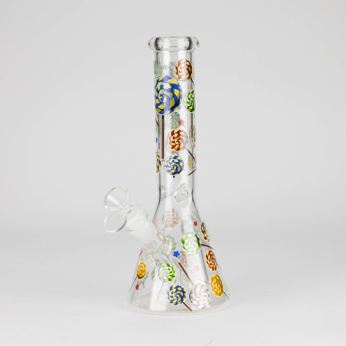 10" Glass Beaker Bong – Lollipops Design (Glow in the Dark) Glass Bong 777 Smoke Design4