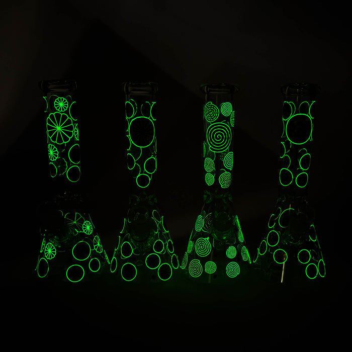 10" Glass Beaker Bong – Lollipops Design (Glow in the Dark) Glass Bong 777 Smoke