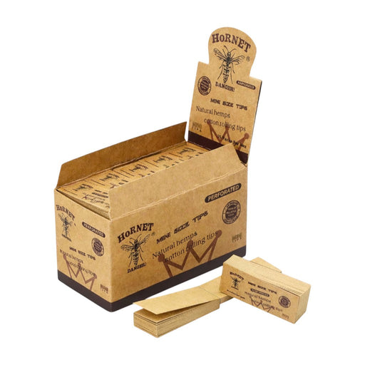 Hornet | Mini Natural Hemp Rolling Tips – Brown (50-Booklet) Filter Tip Super Supplys Inc
