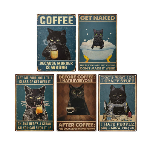 Funny Cat Vintage Metal Posters – 29 × 20 cm (Assorted Designs) Flag · Sign Super Supplys Inc
