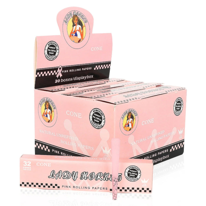 Lady Hornet Pink Pre-Rolled Cones – 78mm | Natural Unrefined Rolling Papers