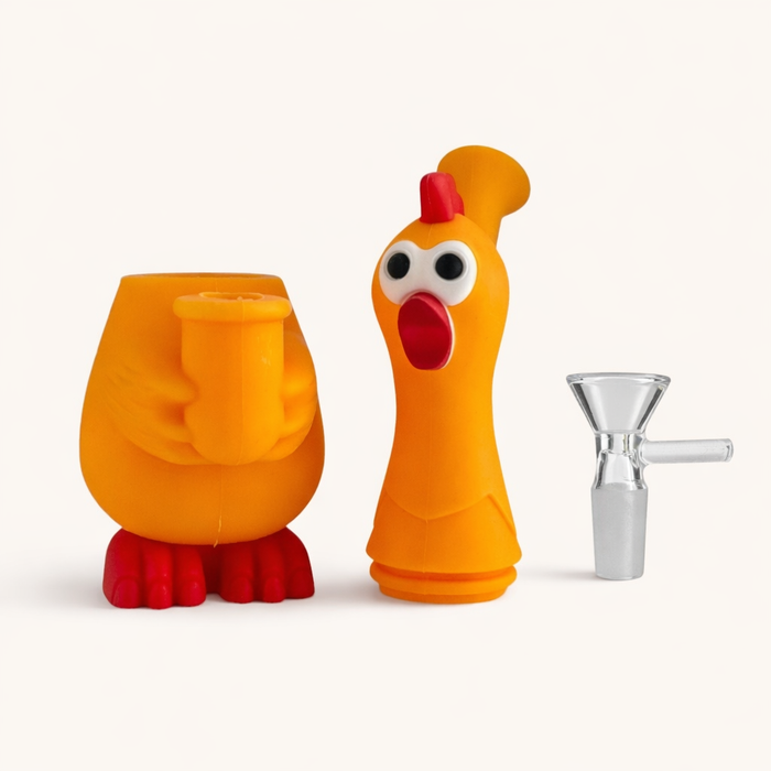 9" Screaming Chicken Silicone Waterpipe Resin · Silicone · Plastic Bong Super Supplys Inc
