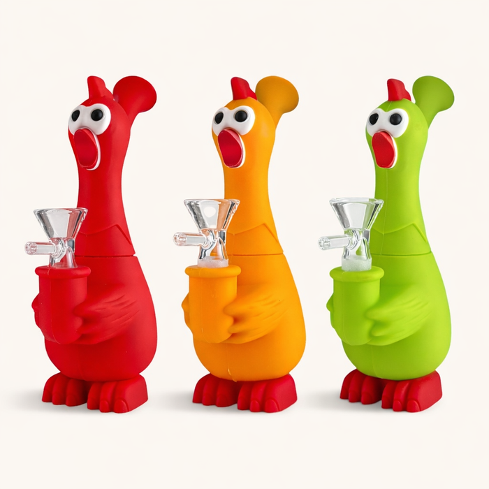 9" Screaming Chicken Silicone Waterpipe Resin · Silicone · Plastic Bong Super Supplys Inc