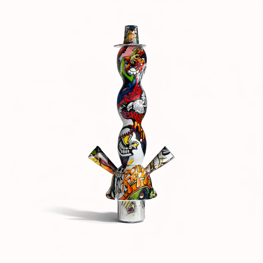 18" Graffiti Duo Hookah Dual-Hose Glass Hookah Hookah Super Supplys Inc