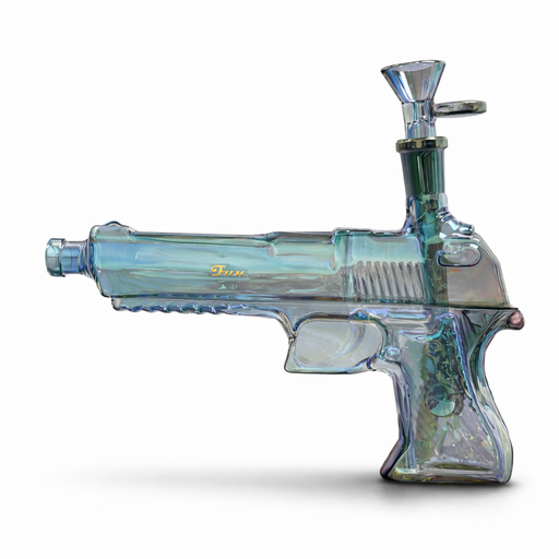 Fortune | 8″ Desert Eagle Electroplated Waterpipe Glass Bong Fortune Iridescent Blue