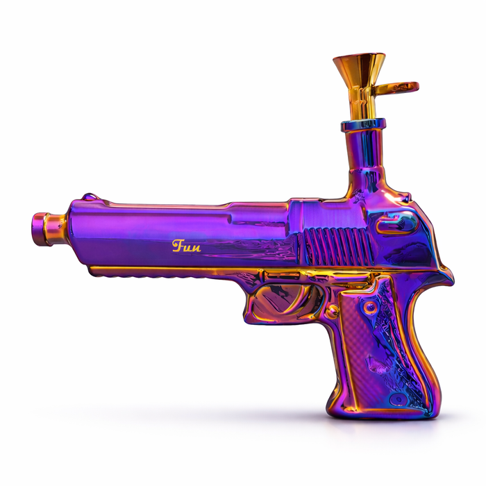 Fortune | 8″ Desert Eagle Electroplated Waterpipe Glass Bong Fortune Rainbow