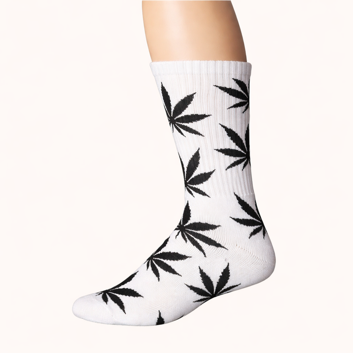 Leaf Print Crew Socks – 12 Pair Pack (6 Assorted Colors) Unisex Long Socks