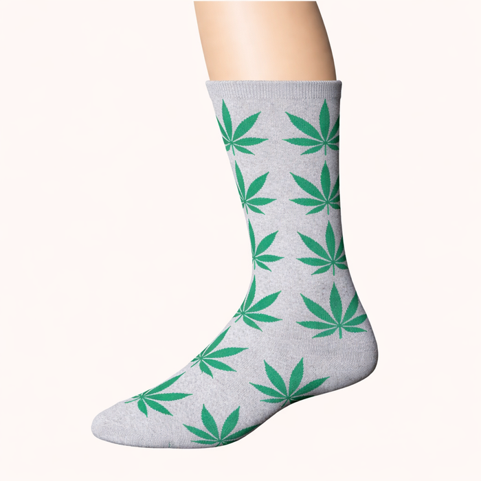 Leaf Print Crew Socks – 12 Pair Pack (6 Assorted Colors) Unisex Long Socks