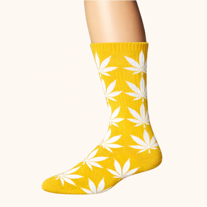Leaf Print Crew Socks – 12 Pair Pack (6 Assorted Colors) Unisex Long Socks