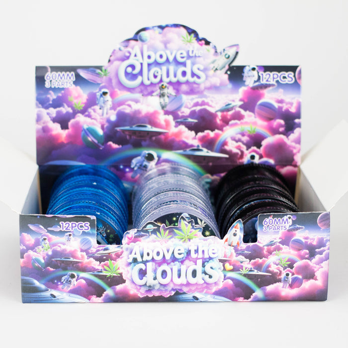 2.5" Above Cloud Design Acrylic Grinder – 3-Layer (Box of 12) Display Pack 777 Smoke