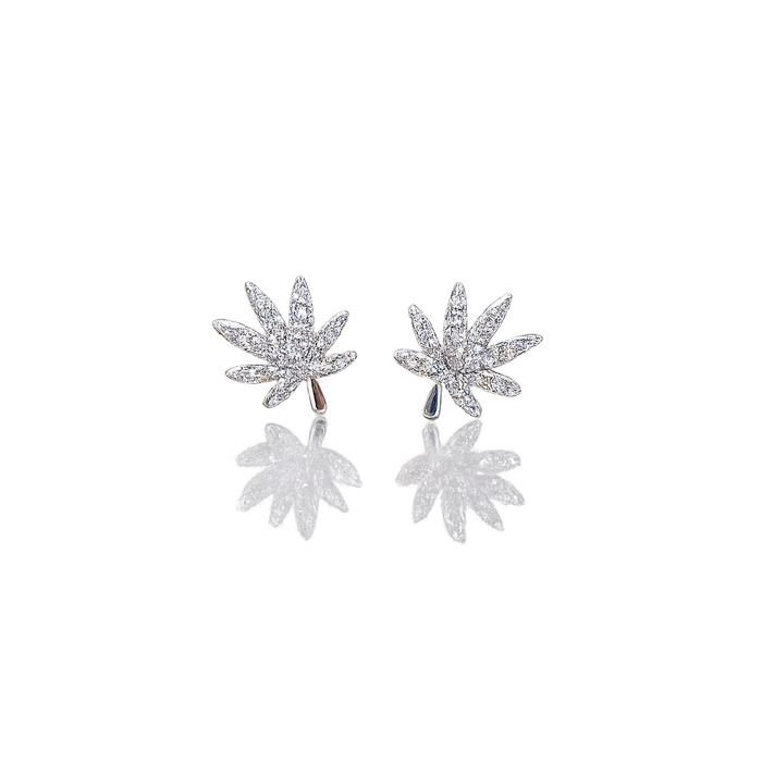 The Kush Girls | SILVER CANNABIS LEAF EARRING Jewelry The Kush Girls