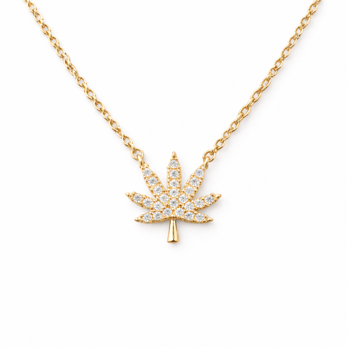 The Kush Girls | 18K GOLD CANNABIS LEAF NECKLACE Jewelry The Kush Girls