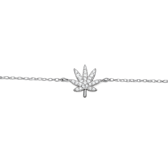The Kush Girls | SILVER CANNABIS LEAF BRACELET Jewelry The Kush Girls