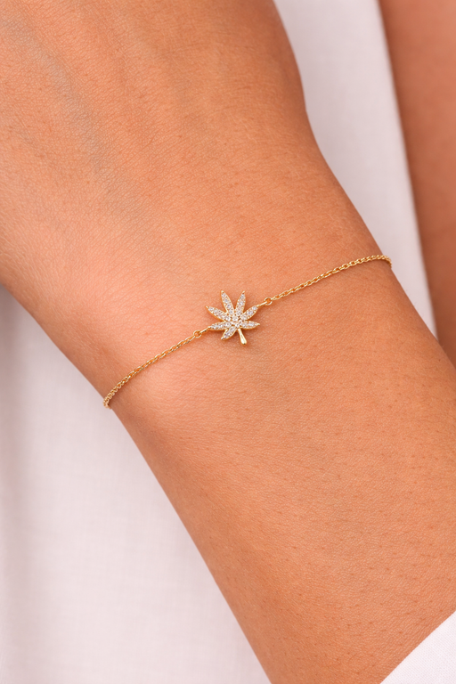 The Kush Girls | 18K GOLD CANNABIS LEAF BRACELET Jewelry The Kush Girls