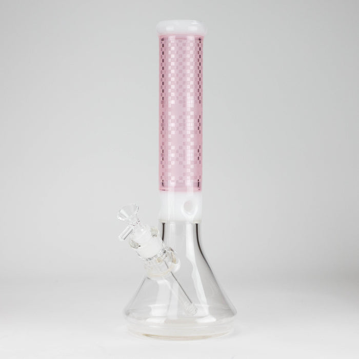 Z14" Glass Bong with Mosaic Art Design - 7mm Thick Glass Bong 777 Smoke Pink