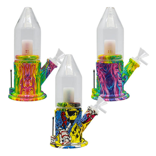Psychedelic Bottle Shaped Percolator Silicone Bong 8 Inches Resin · Silicone · Plastic Bong Maple Craft Inc