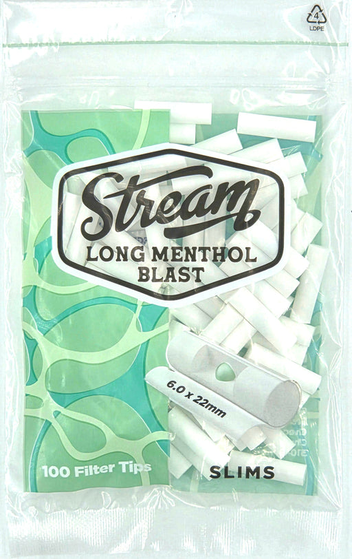 STREAM | Slims Long Menthol Blast RYO Filters Display Carton - 10 Bags (Menthol Capsule Type) Filter Tip STREAM