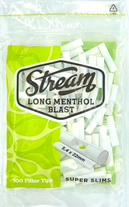 STREAM | Super Slims Long Menthol Blast RYO Filter - 12 Bags (Menthol Capsule Type) Filter Tip STREAM