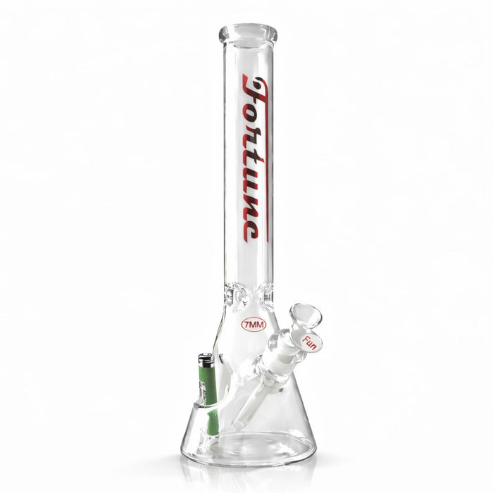 Fortune | 18" Beaker Bong – 7mm w/ Lighter Holder Glass Bong Fortune Red